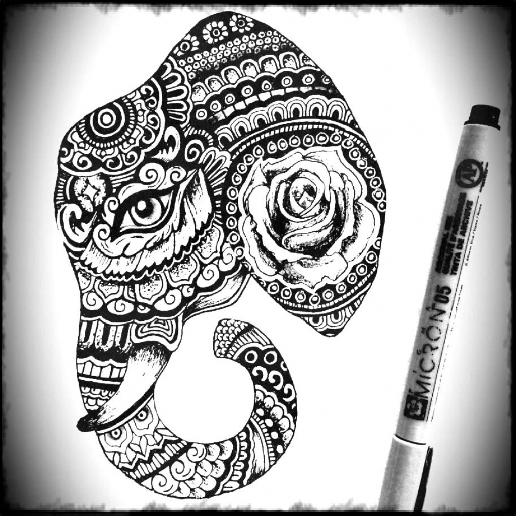 Black And White Elephant Drawing at GetDrawings | Free download