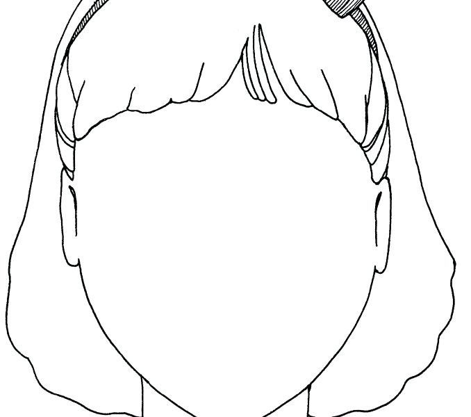 Girl Blank Face Template Sketch Coloring Page