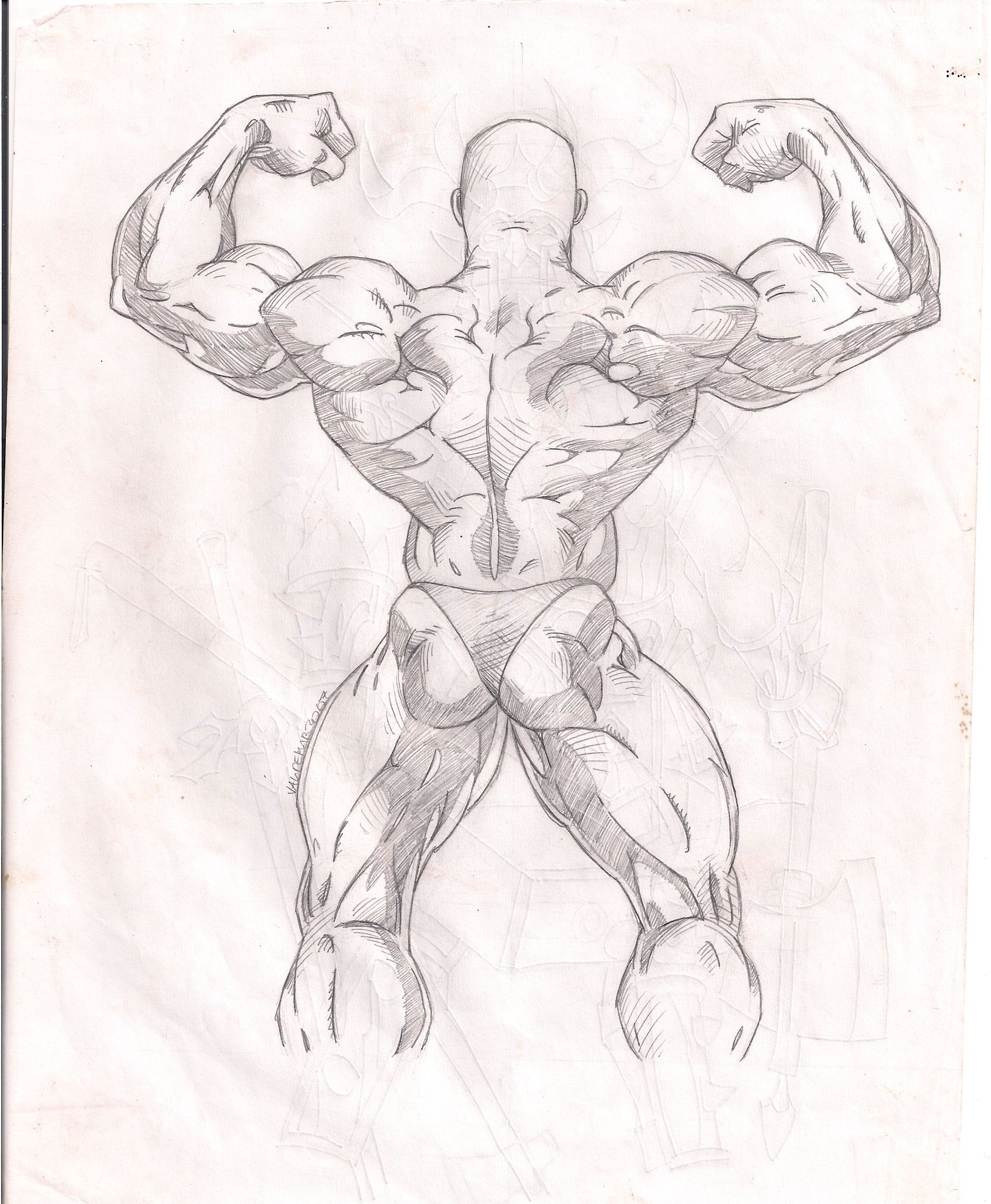 Simple Muscle Man Sketch Drawing for Beginner