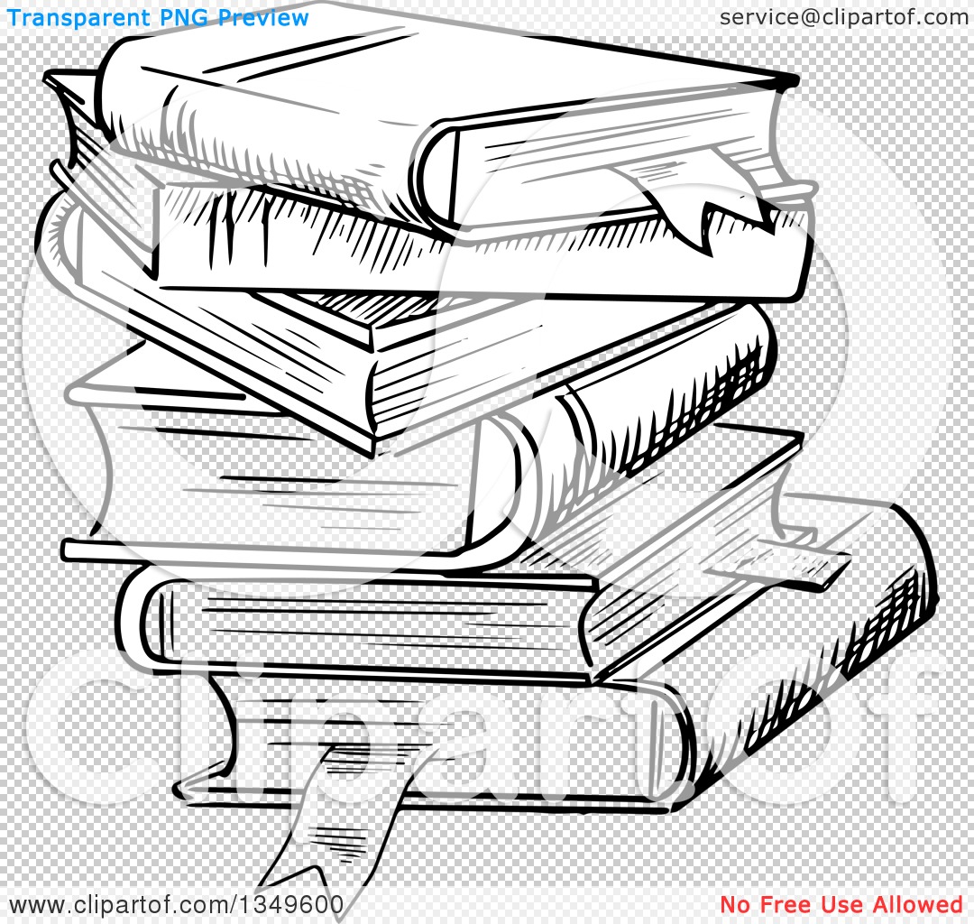stack of books drawing