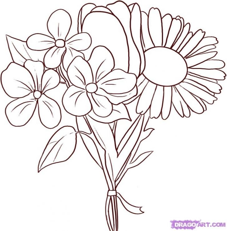 Bouquet Of Flowers Line Drawing at GetDrawings Free download