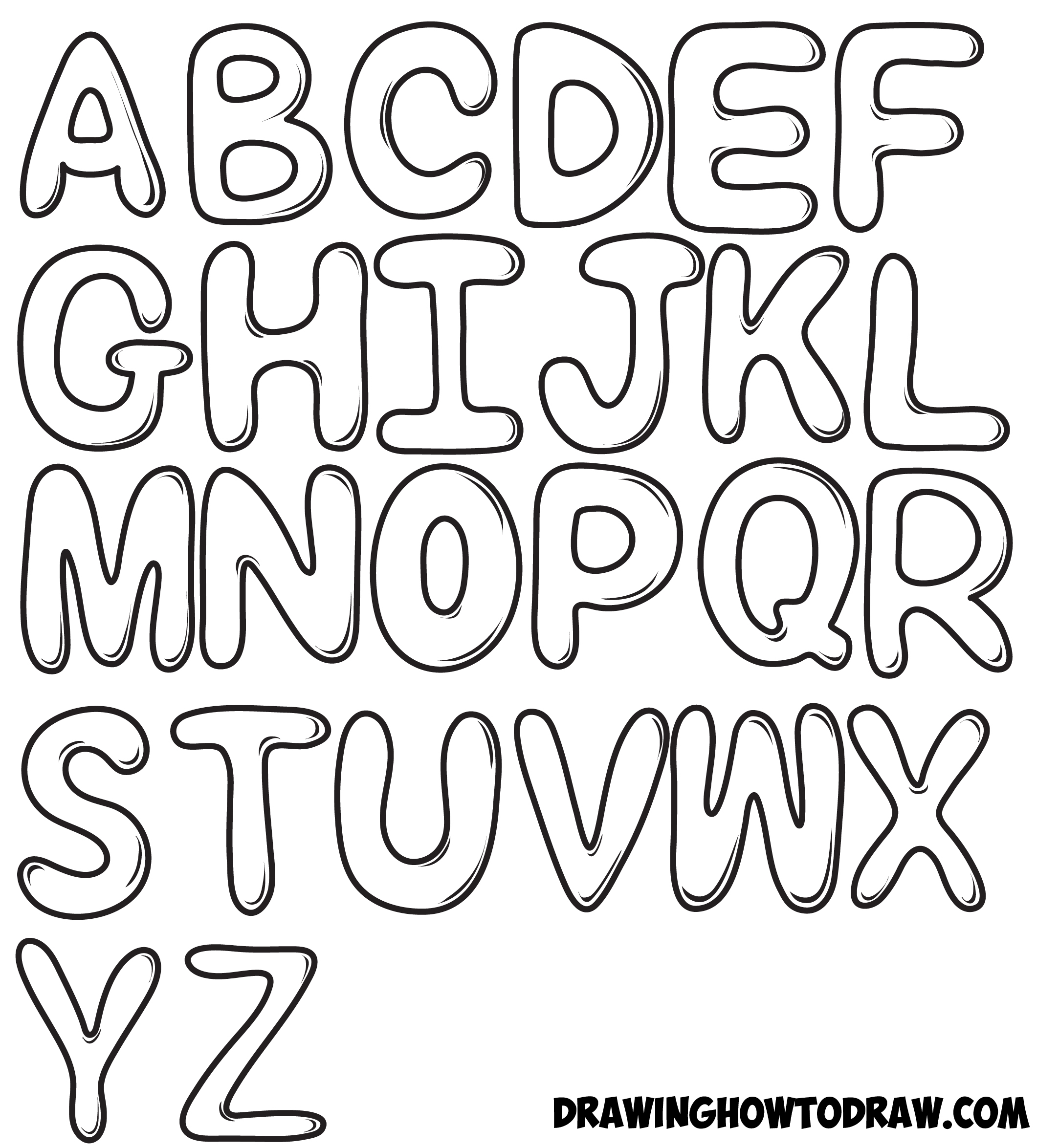 How To Write The Alphabet In Bubble Letters