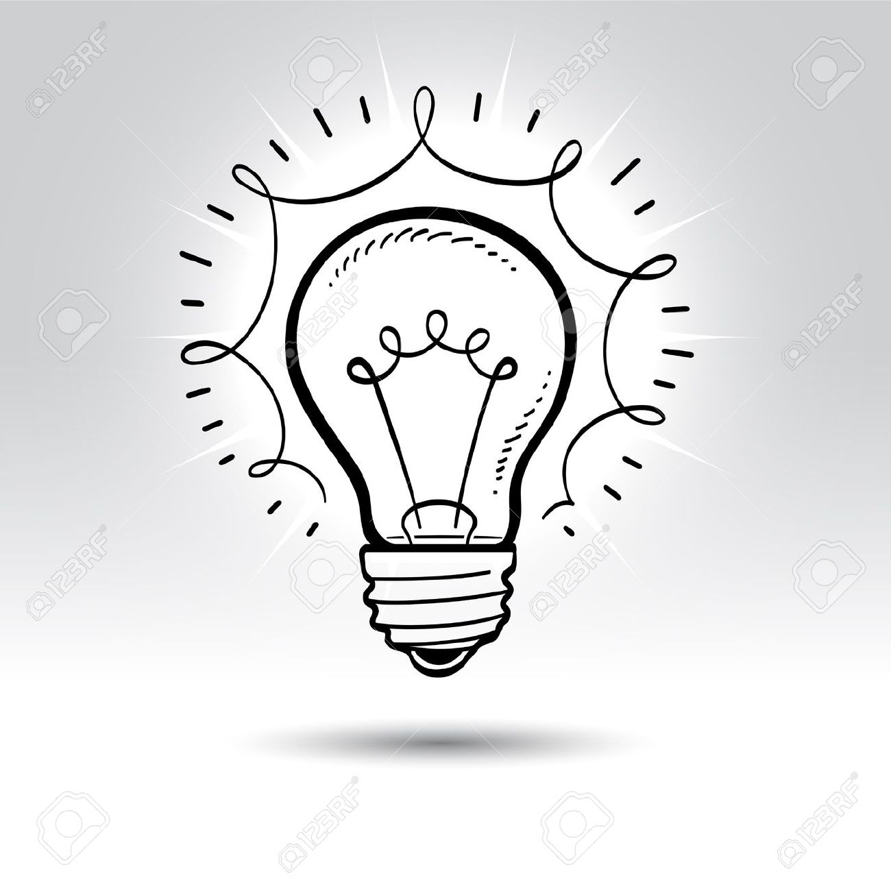 Hand Drawing Light Bulb Idea Vector Illustration Stock