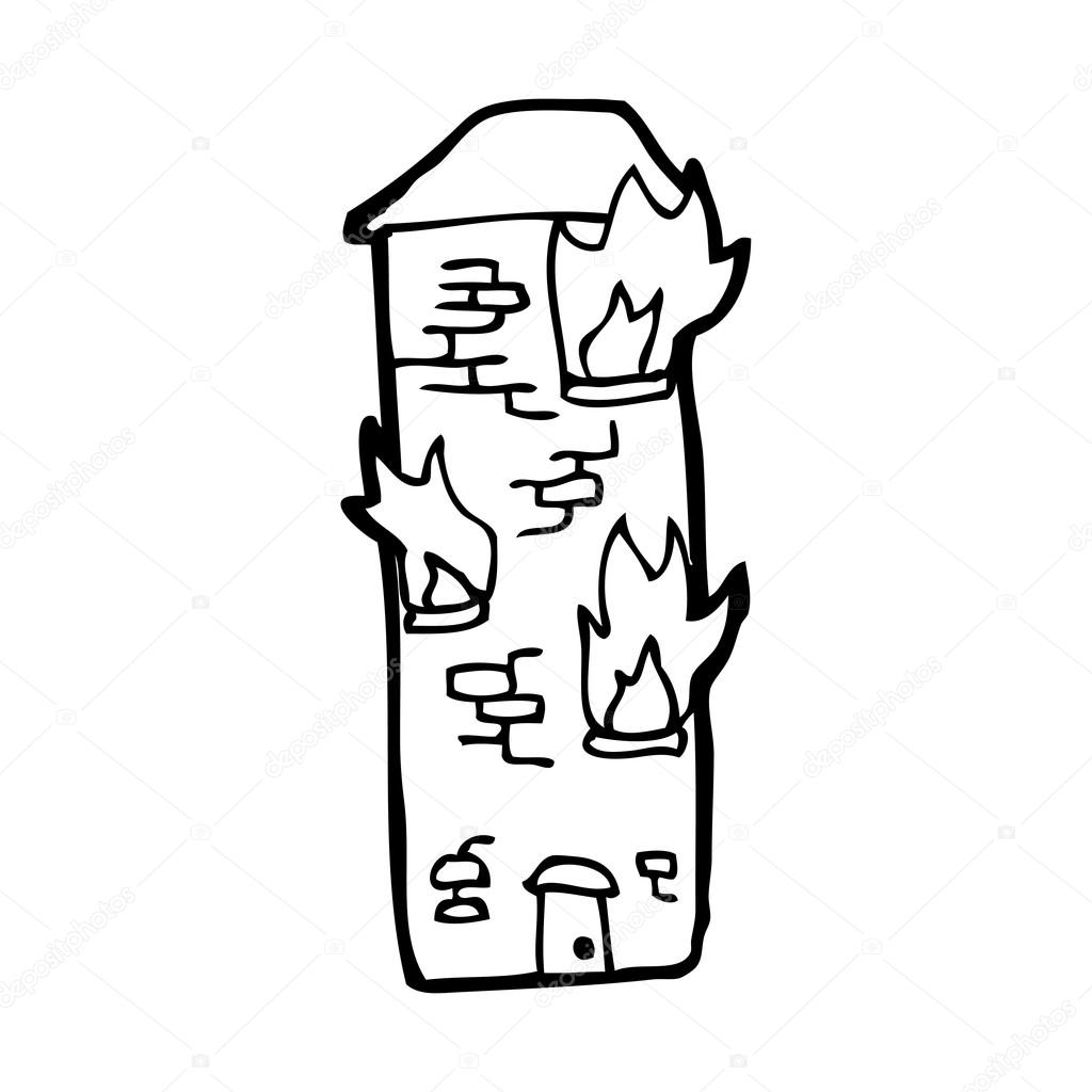 burning house sketch
