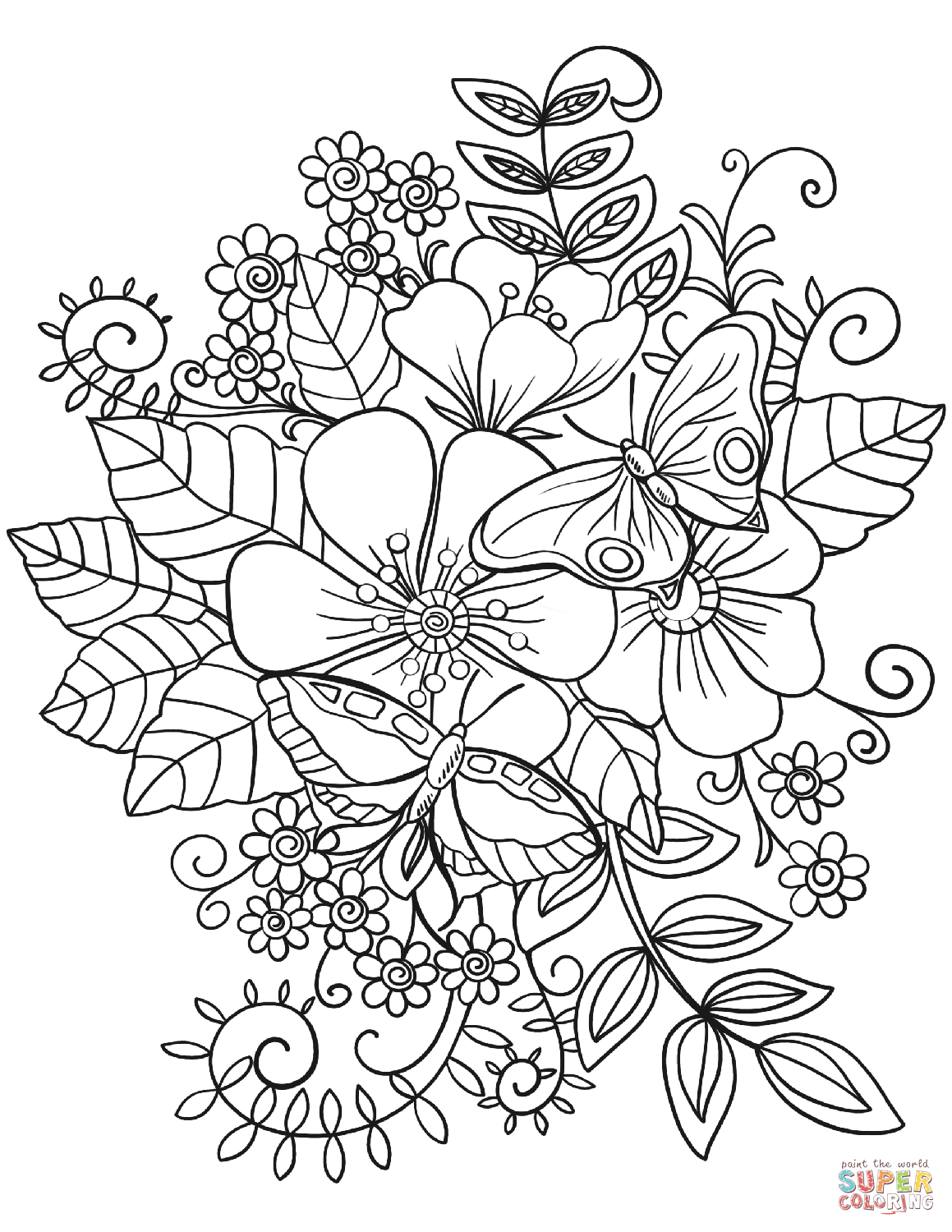 Butterflies And Flowers Drawing At GetDrawings Free Download