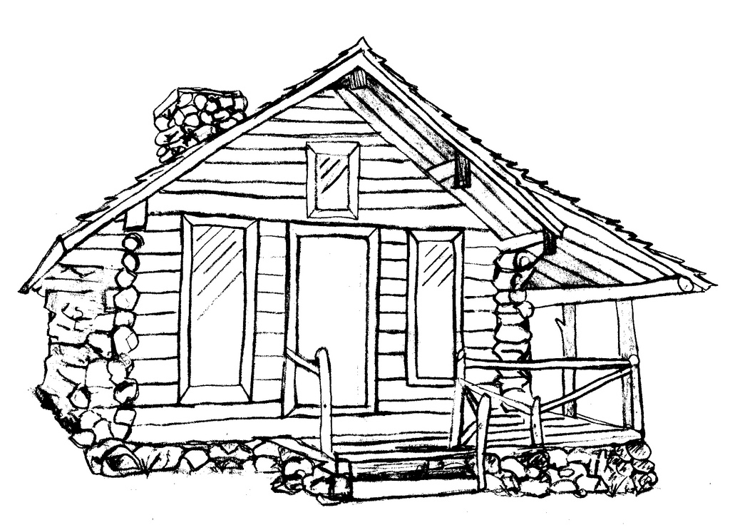 log cabin sketch easy