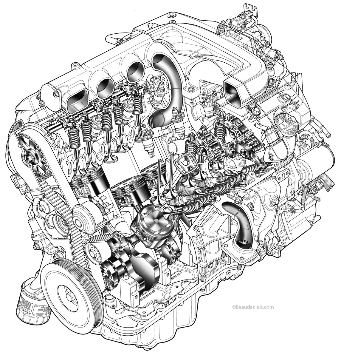 Двигатель авто рисунок