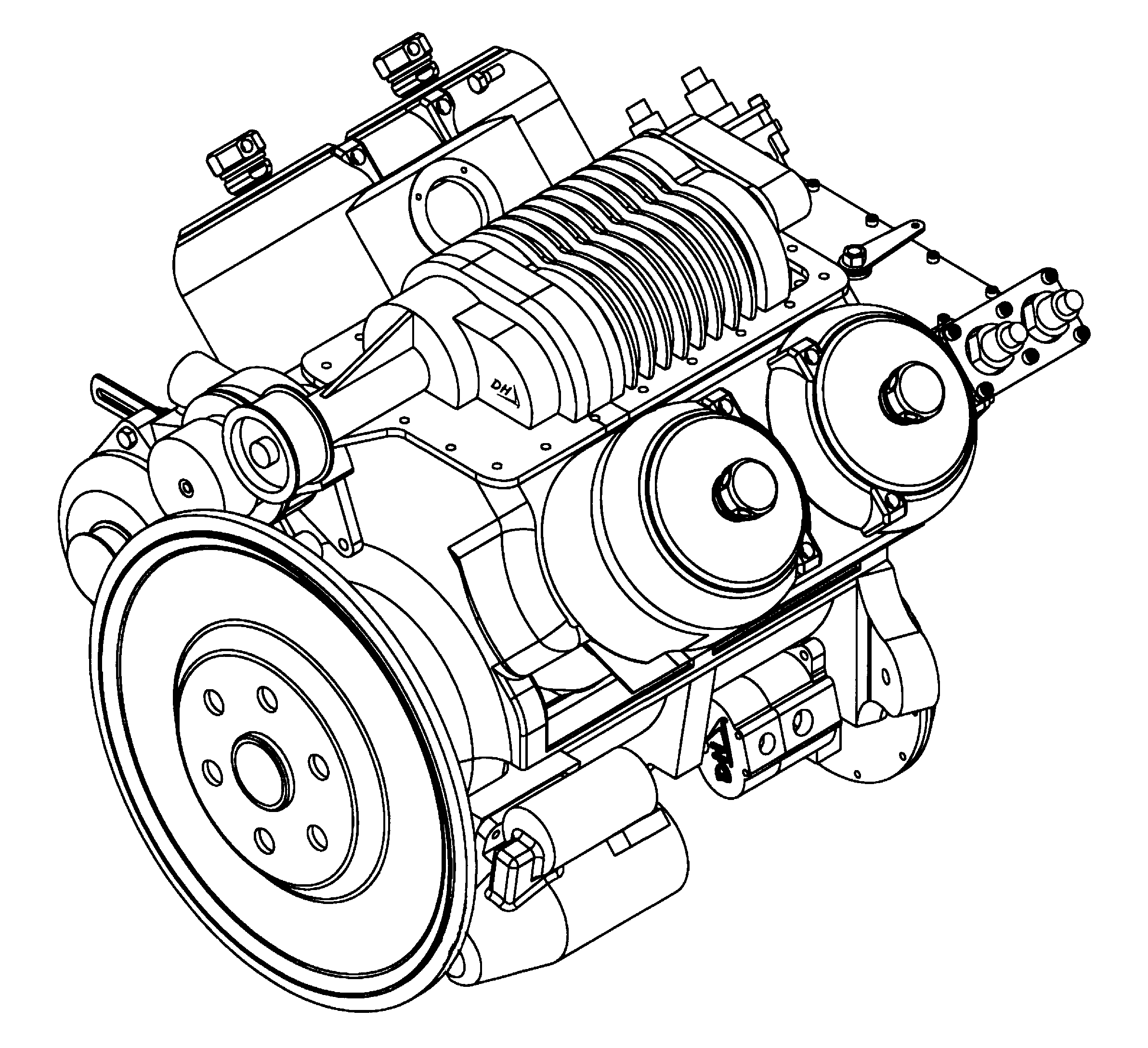 Engine Diesel Drawing Engines Drawings Line Mechanical Diagram Repair Toyot...