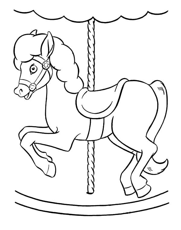 Animal Carousel Horse Coloring Page for Adult