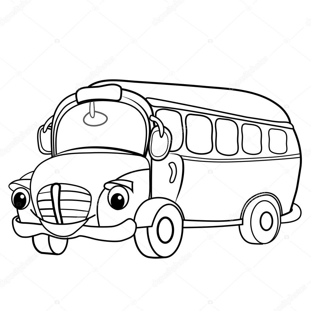 Весёлые школьные автобусы карандашом