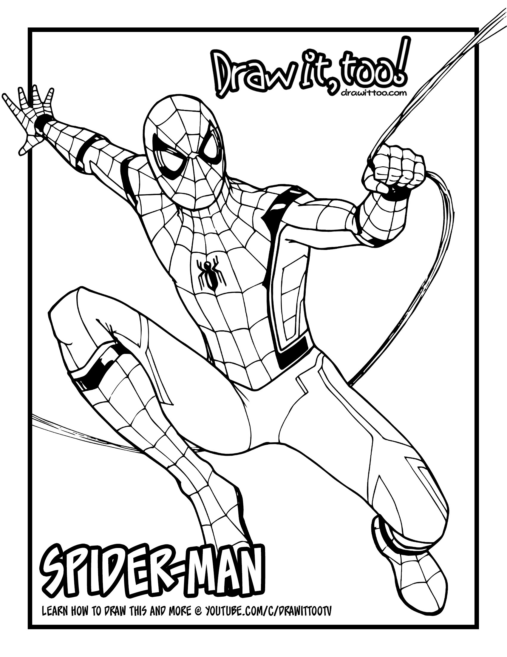 1700x2200 How To Draw Spider Man (Spider Man Homecoming) Drawing Tutorial.