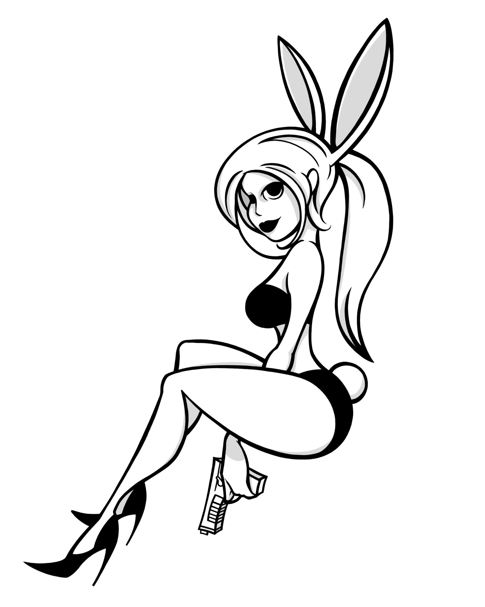 Gun Cartoon Bunny Playboy Drawing Drawings Comic Getdrawings Guns Bunnies S...