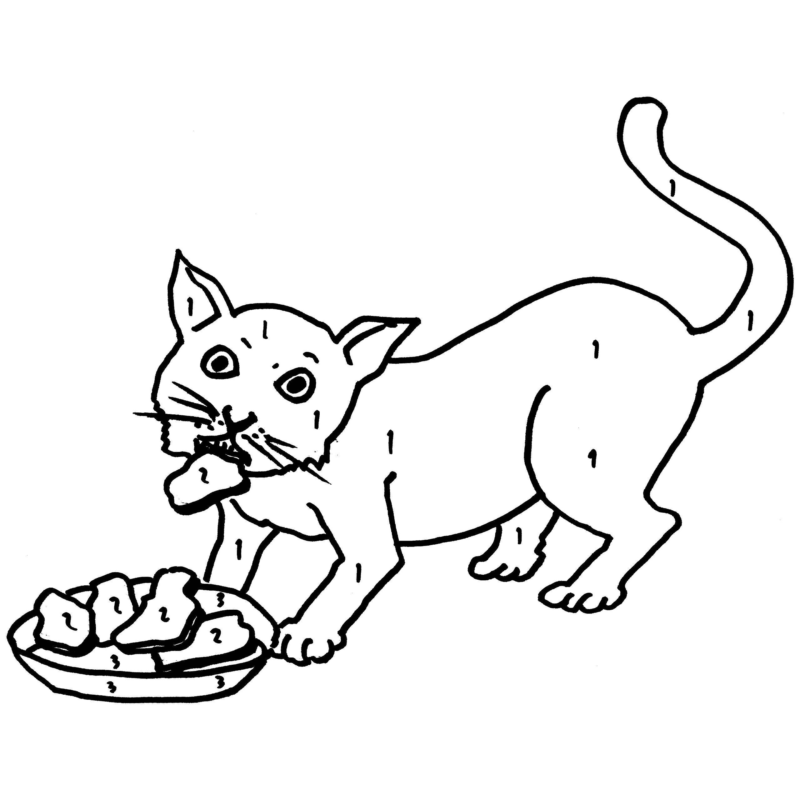 Cat Eating Drawing at GetDrawings | Free download