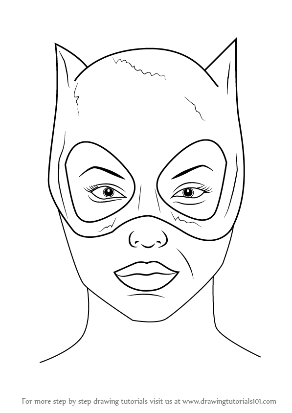 597x844 Learn How To Draw Catwoman Face (Catwoman) Step By Step Drawing.