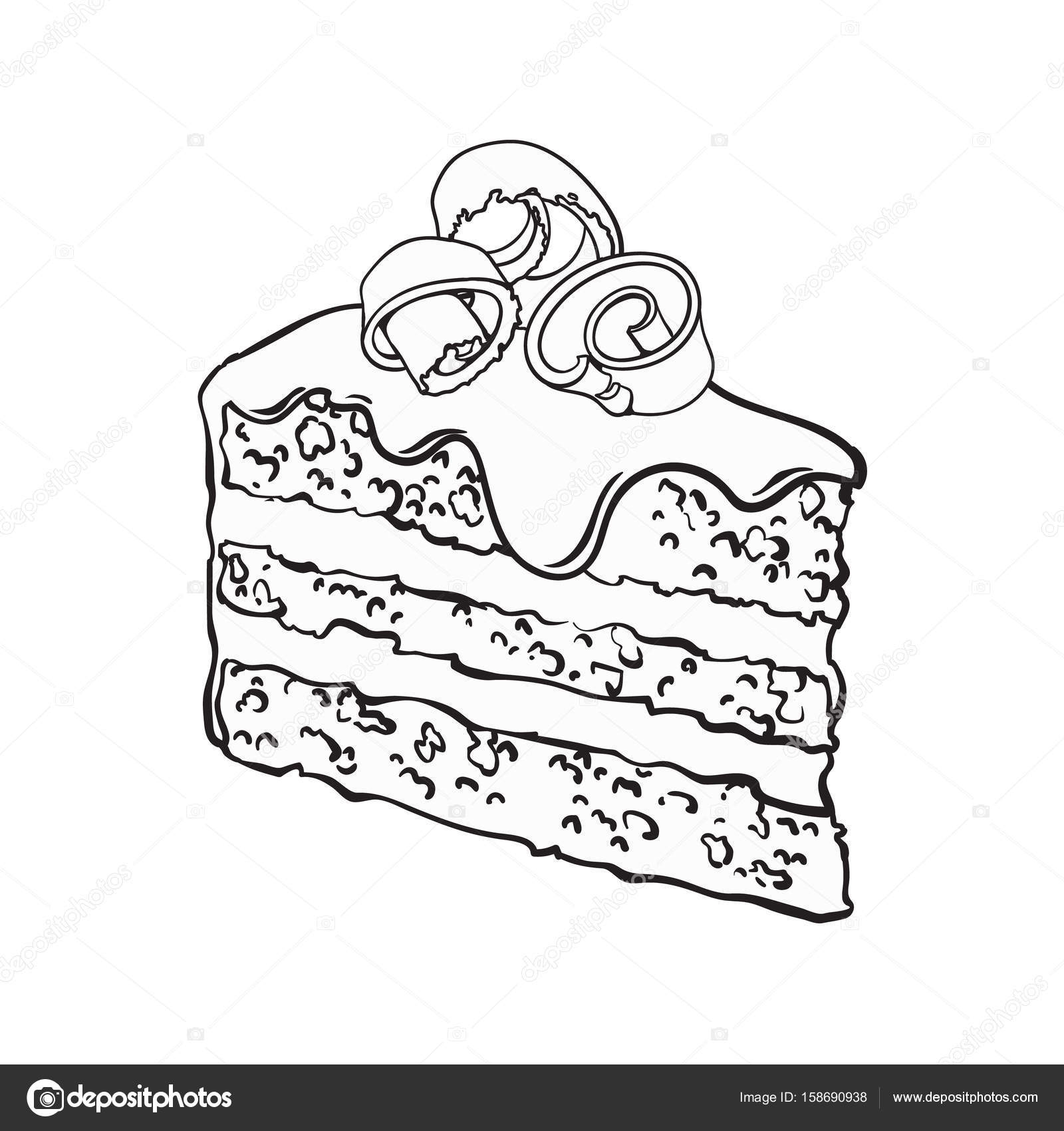 Кусок торта рисунок чб