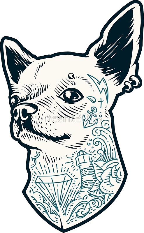 494x800 Tattooed Chihuahua Art Design Posters By Neant2018 Redbubble.