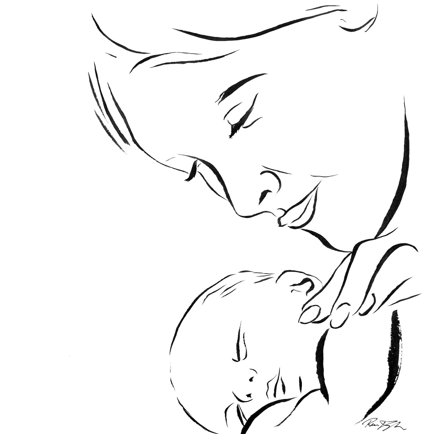 List 96+ Pictures mother and child line art Sharp