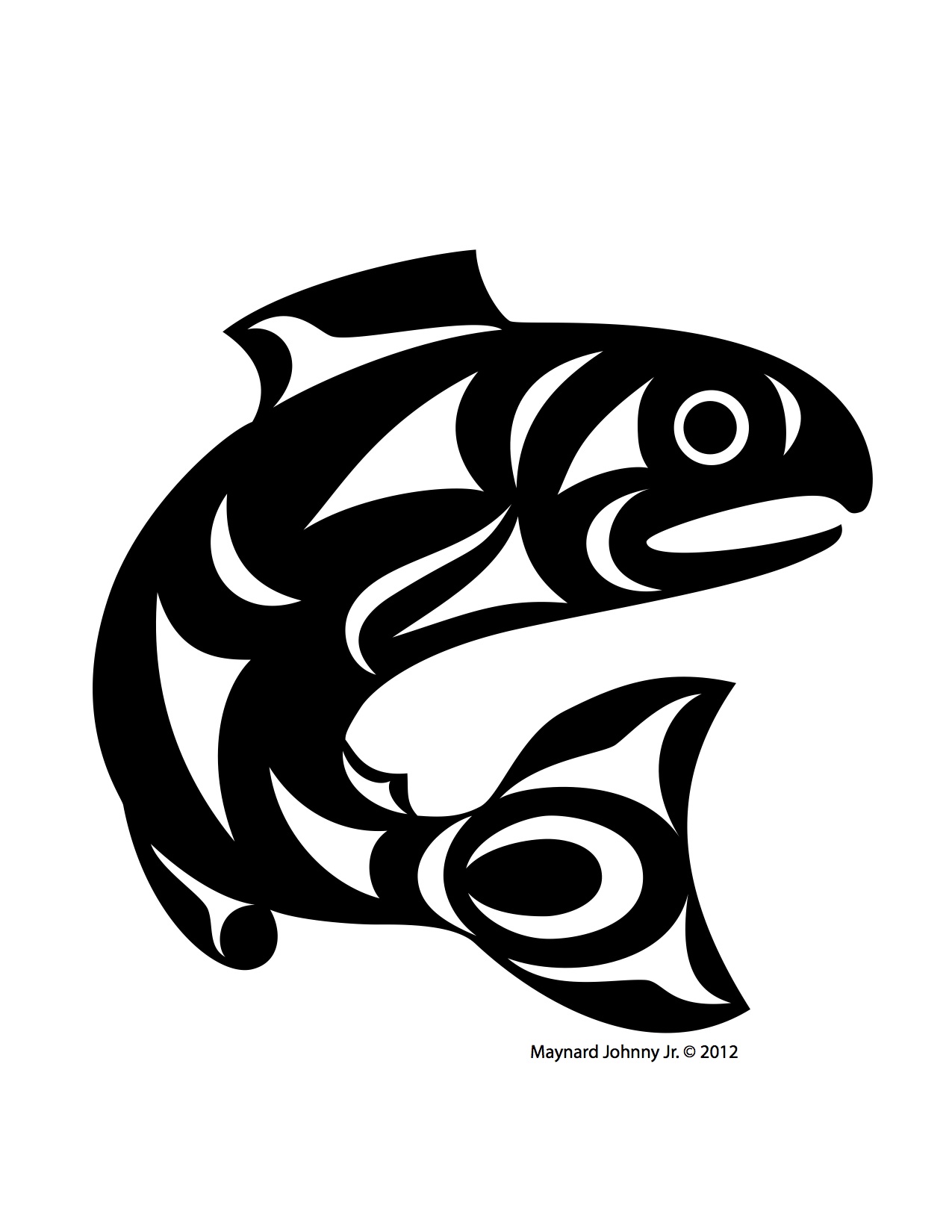 chinook salmon black and white illustration free download