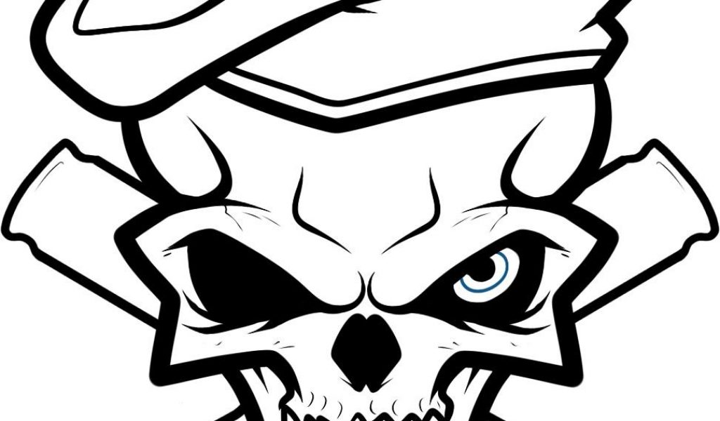 Skull Drawings Easy Demon Drawing Cholo Skulls Army Draw Head Dog Tattoo Gr...