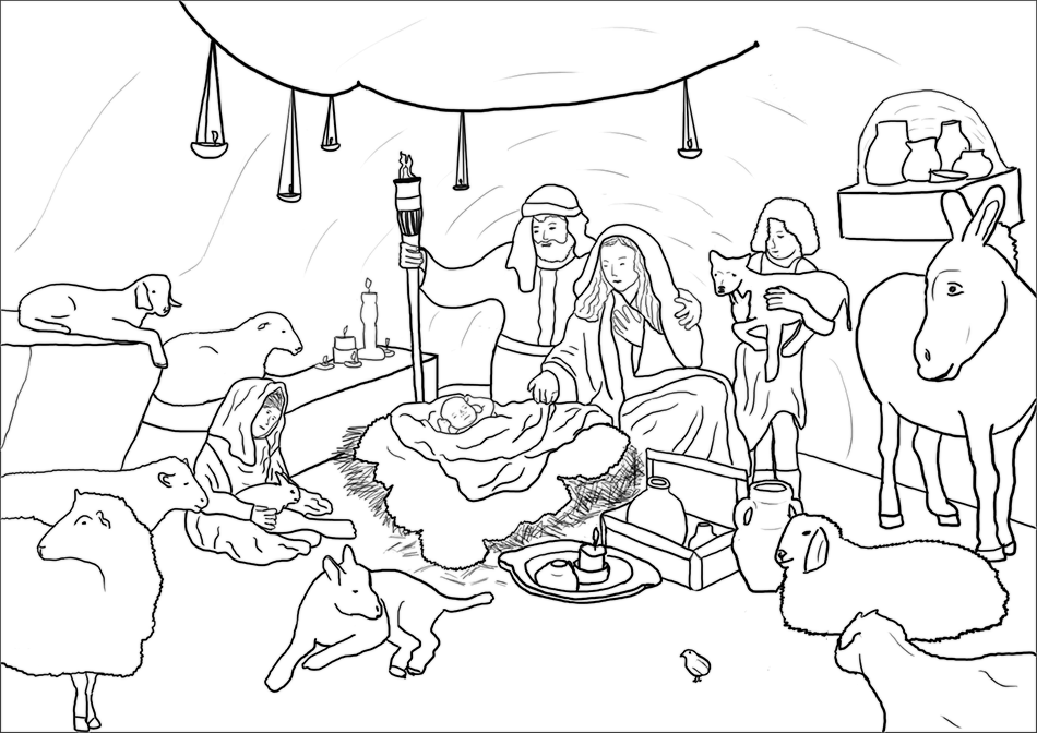 Pencil Of The Nativity Scene Coloring Pages