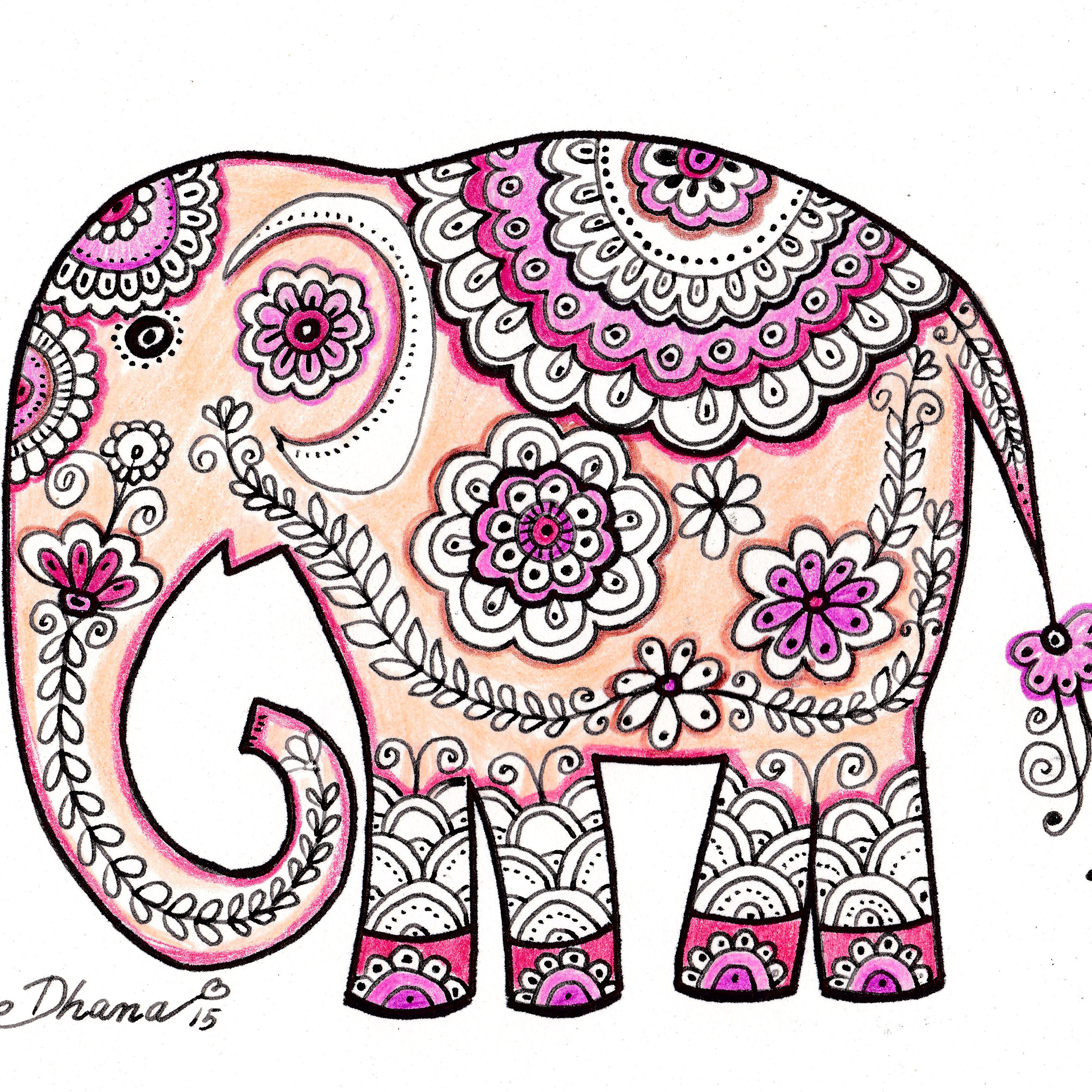 Colorful Elephant Drawing at GetDrawings Free download