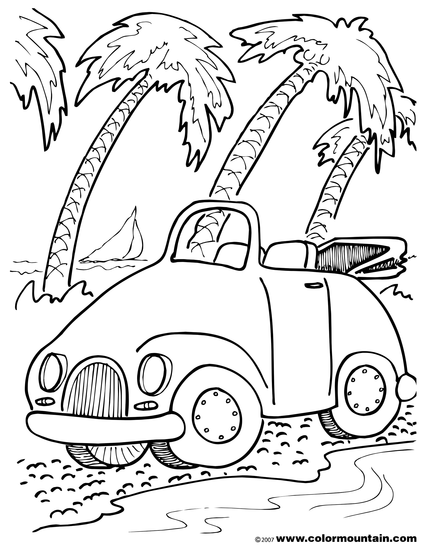 610 Unicorn Convertible Car Coloring Pages with disney character