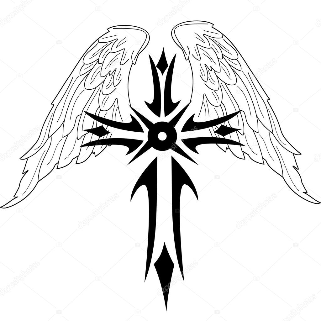 Трафарет Крылья с крестом