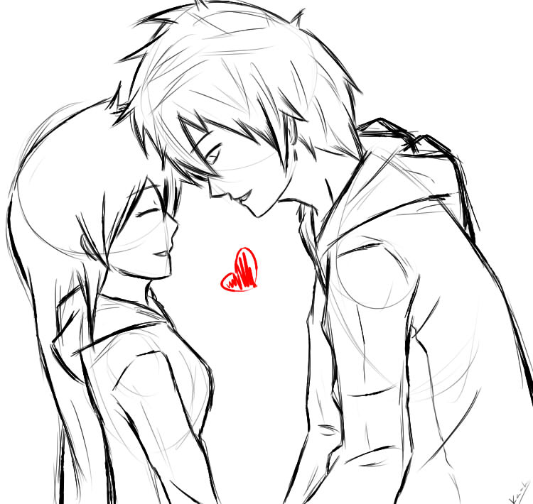 Cute Anime Couple Drawing at GetDrawings Free download