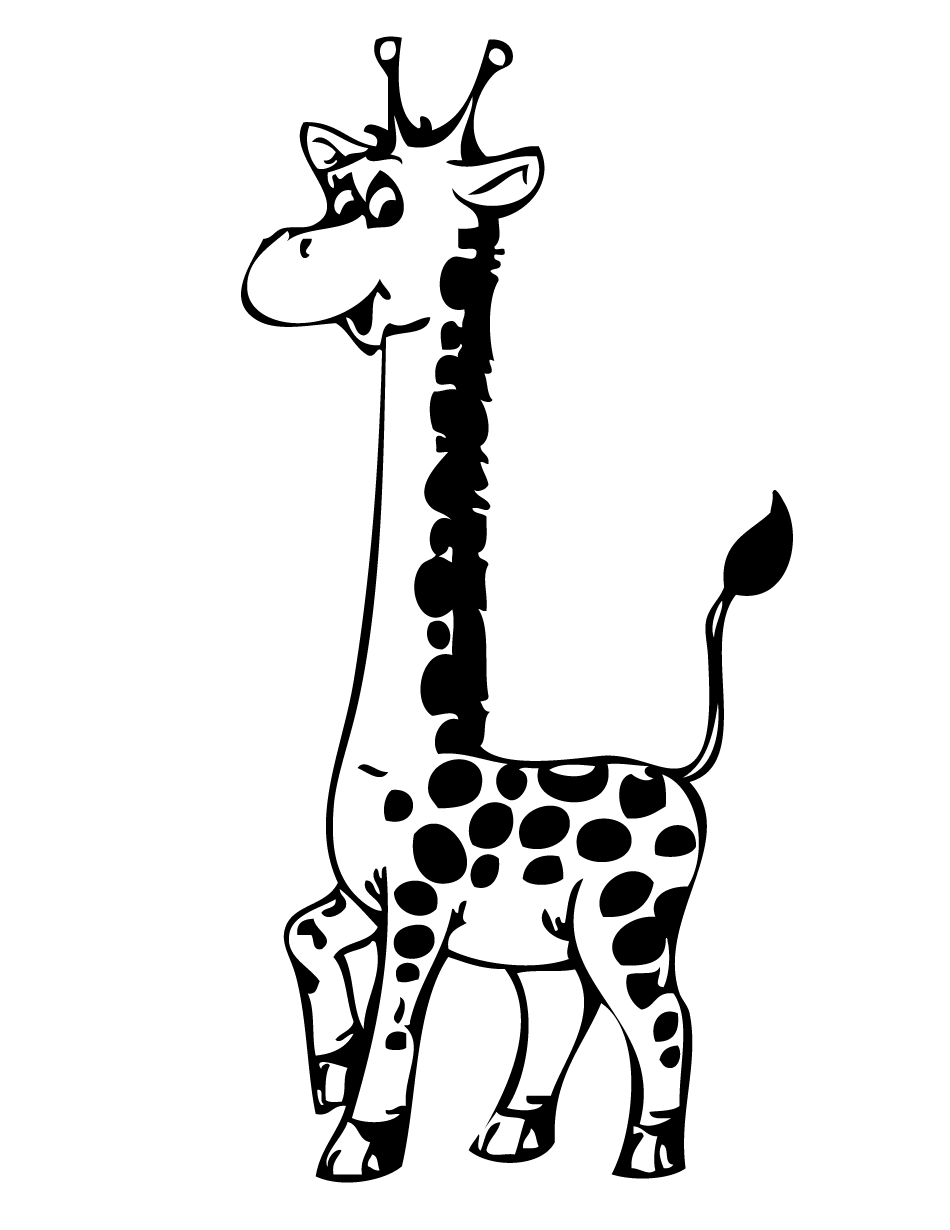 Жираф черно белая для детей