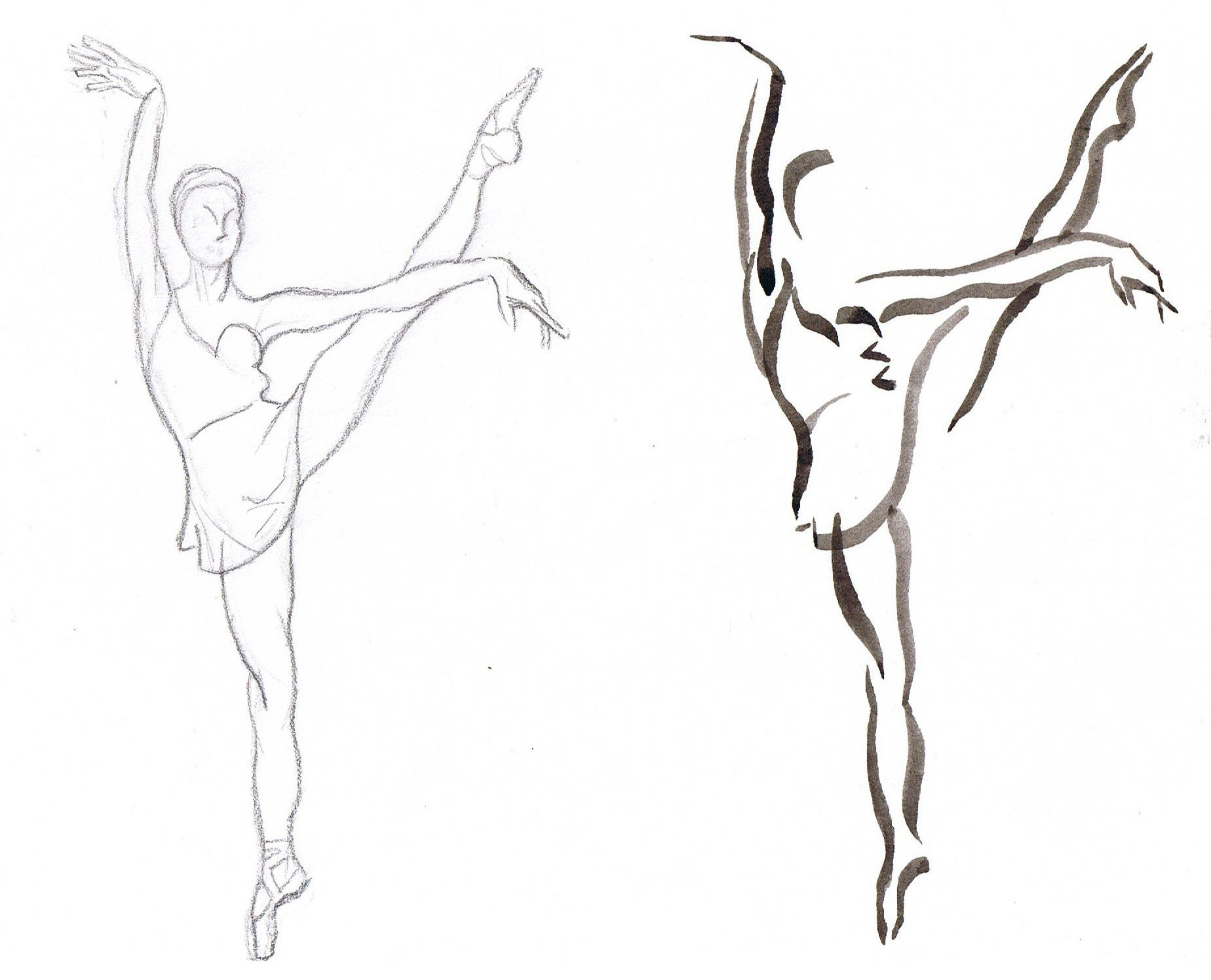 Фигура балерины карандашом