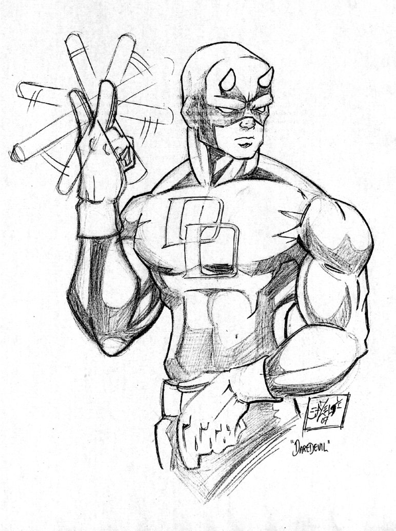 Cute Daredevil Sketch Drawing for Kindergarten