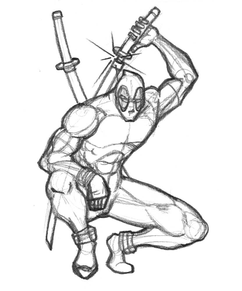 deadpool full body drawing