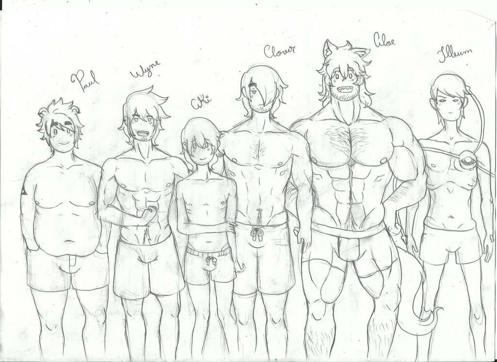Different Male Body Types Drawing.
