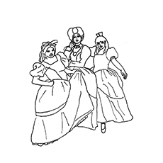 Cinderella's Stepmother And Sisters From Cinderella Coloring Page