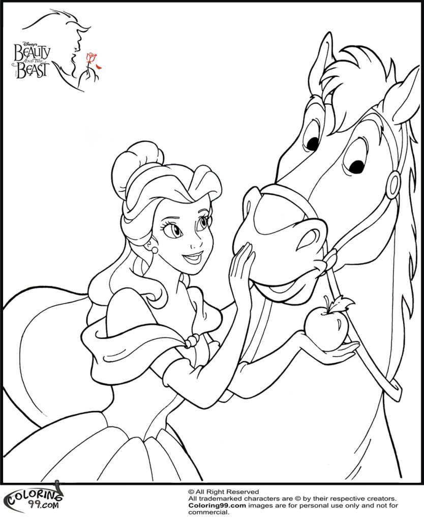 coloring princess disney belle horse bella drawing colouring printable getdrawings beast cinderella beauty team getcolorings