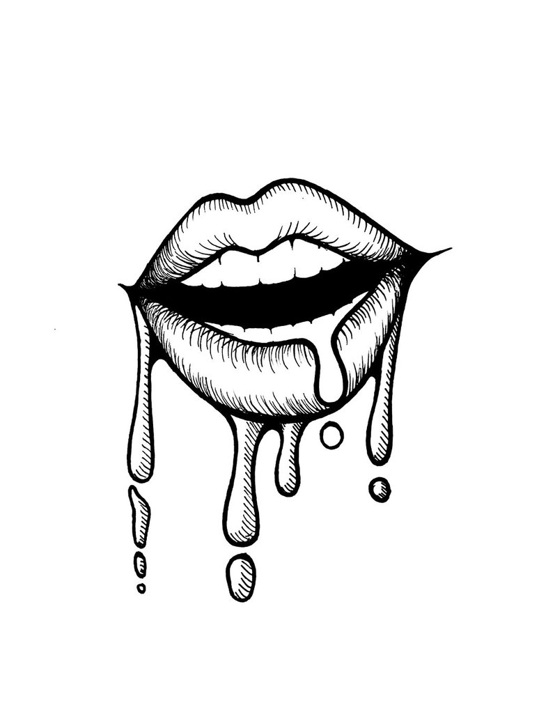 Drippy Lips Drawings Lips Drip Dripping Drawing Drawings Getdrawings