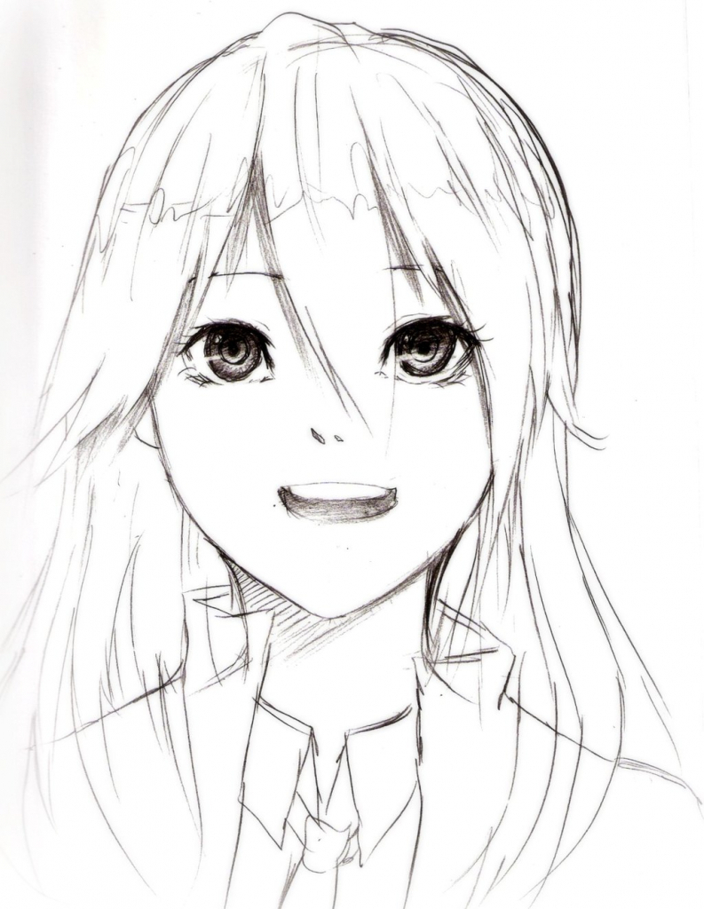 Cute Anime Girl Face Sketch gambar ke 18