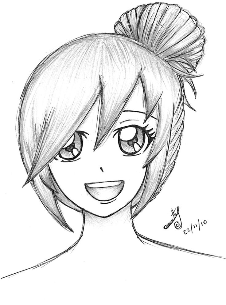 Easy Drawing Anime Girl at GetDrawings | Free download