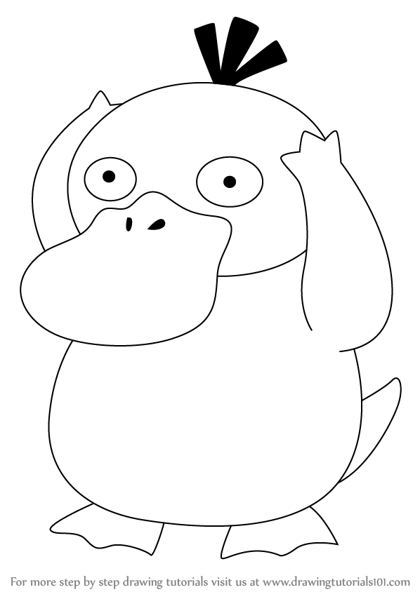 598x844 Learn How To Draw Psyduck From Pokemon (Pokemon) Step By Step.