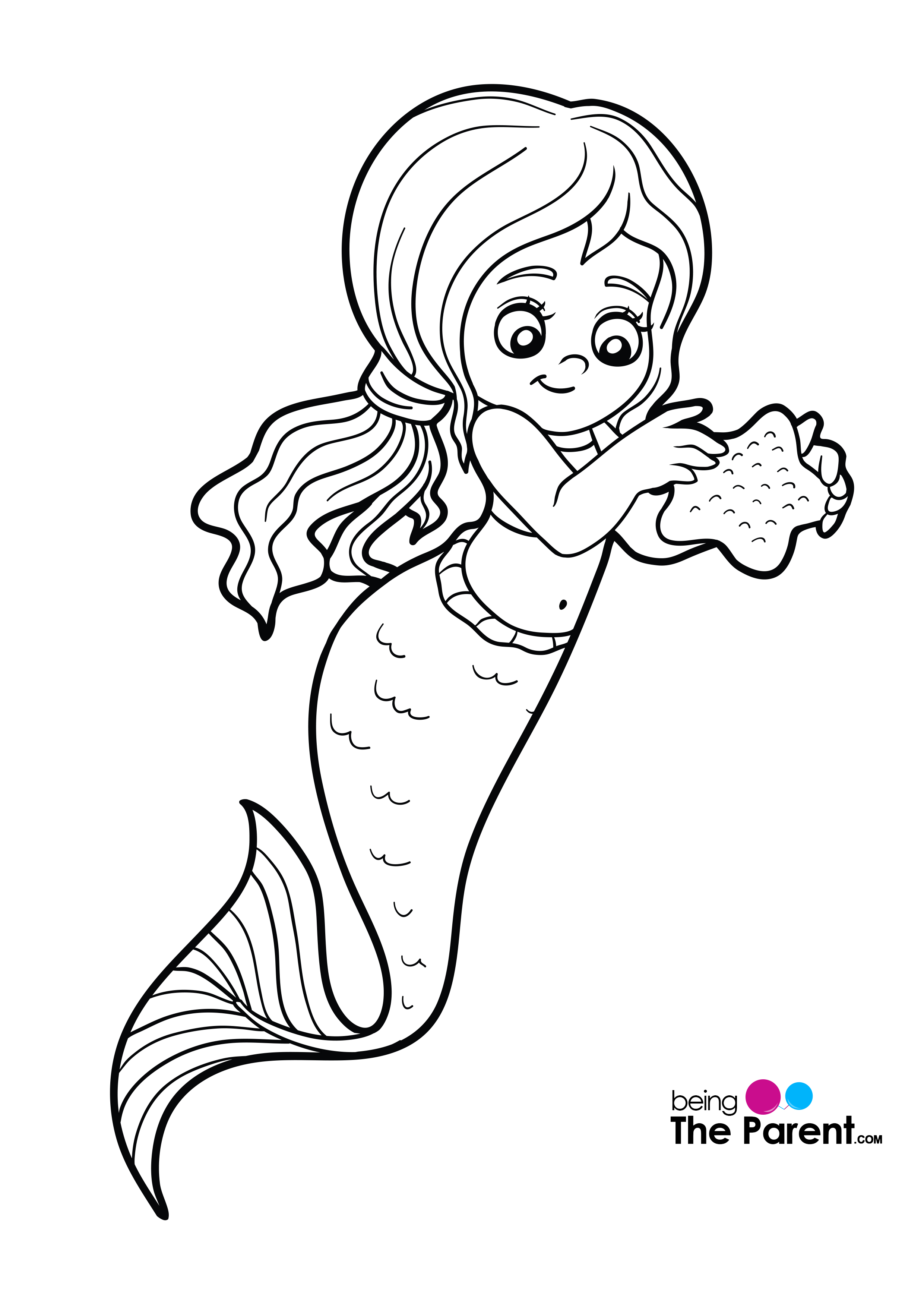 Printable Easy Mermaid Coloring Pages