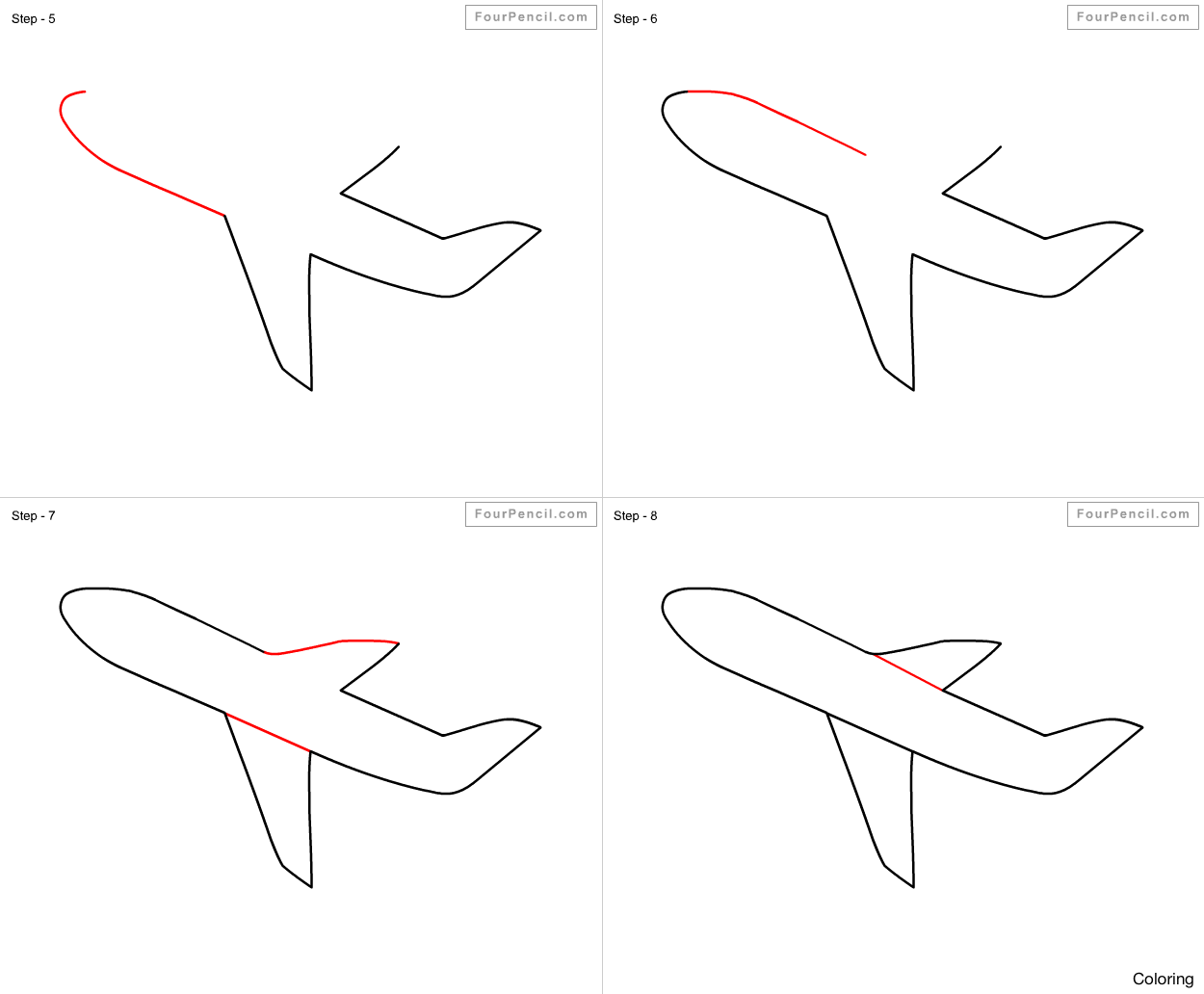 simple airplane drawing step by step