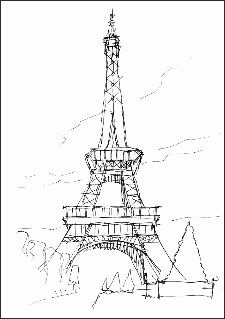 Эйфелева башня карандашом архитектура