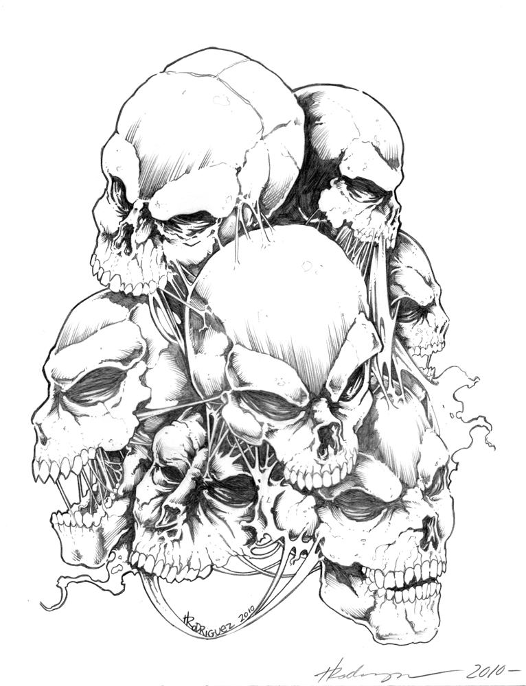 zombie skull sketch