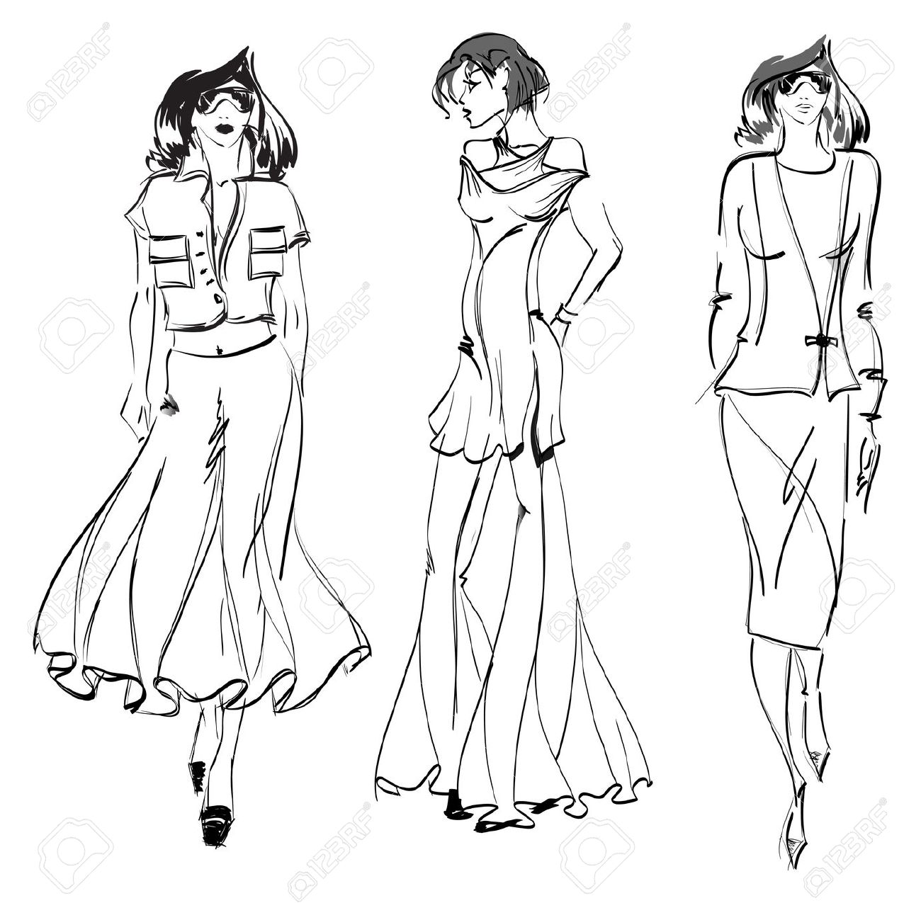 Fashion Model Drawing At GetDrawings | Free Download