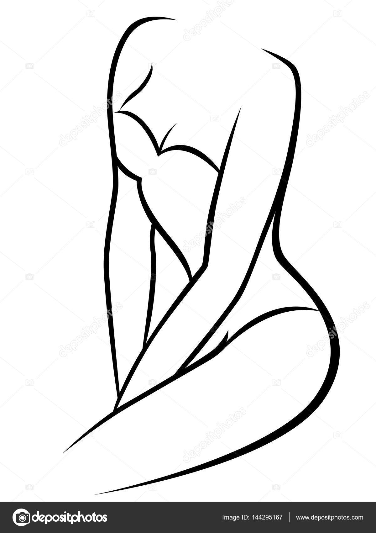 Stylized Human Figure Outline Clip Art Sketch Coloring Page