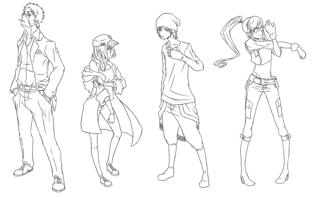 13 Coloring Page: Anime Kids Body Outline