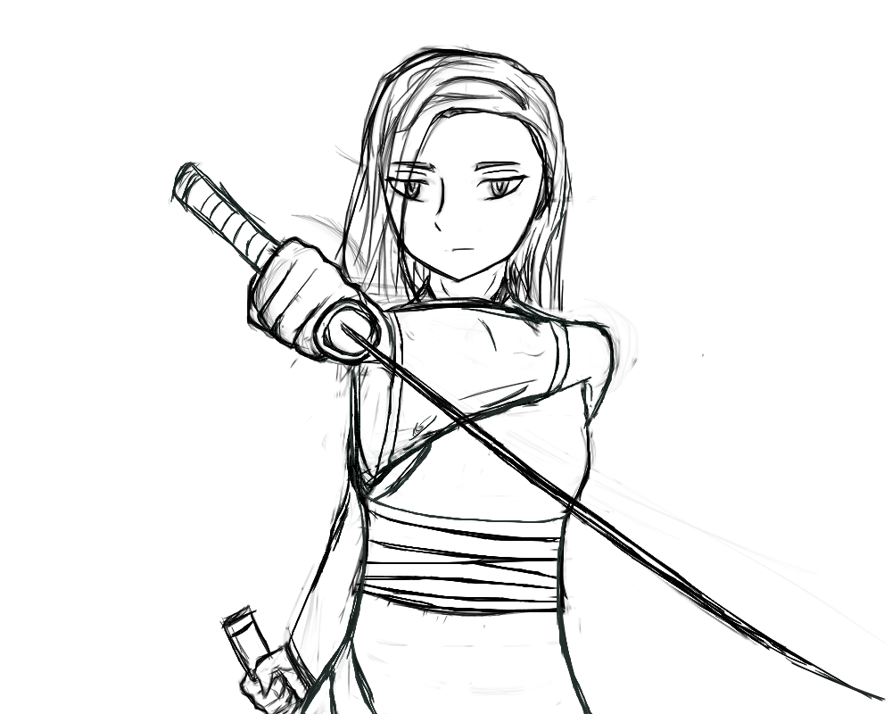 Samurai Female Drawing Warrior Getdrawings Sketch Coloring Page.