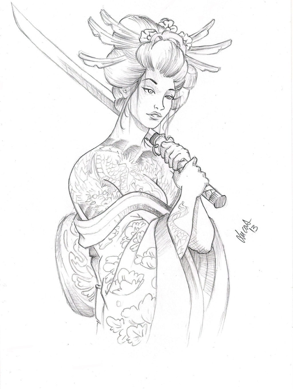 Female Samurai Drawing at GetDrawings Free download