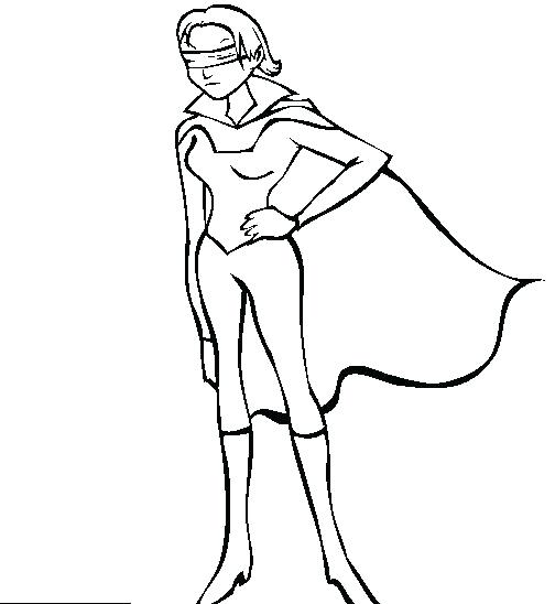 Female Superhero Body Outline Sketch Coloring Page