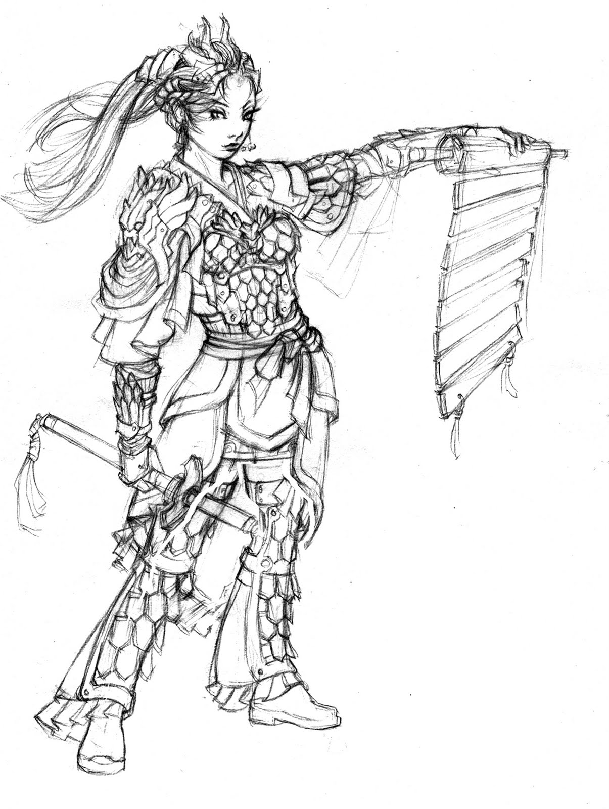 Female Warrior Drawing.